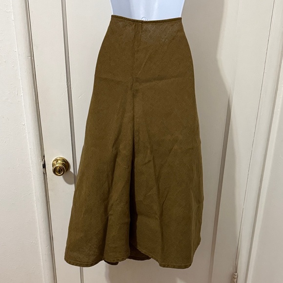 Eileen Fisher Olive Green Midi Skirt - Picture 6 of 15